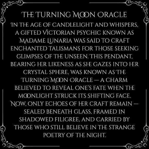 Victorian Moon Necklace – Gothic Cameo of a Fortune Teller, Black Ribbon - Picture 4 of 4